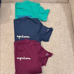 Champion Teal, Navy, and Maroon T-Shirt Trio